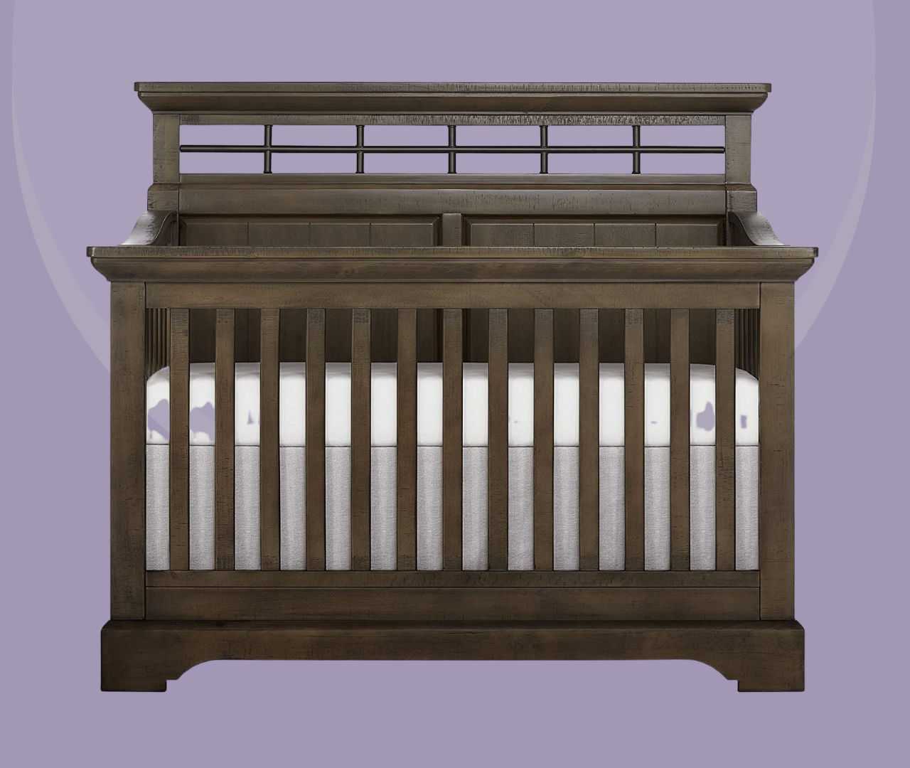 Evolur Empire 5in 1 Convertible Crib with Metal Elements in Distressed