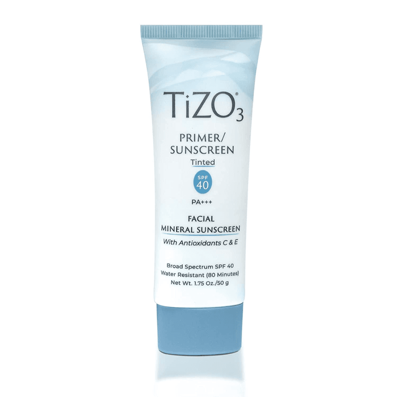 TiZO3 Facial Mineral Tinted Sunscreen and Primer SPF 40 with Antioxidants, Sheer matte finish