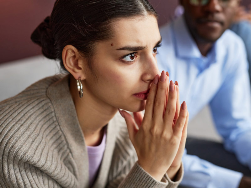 a woman who looks stressed out